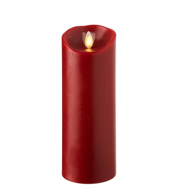 Liown Moving Flame 3" x 8" Pillar Candle Red