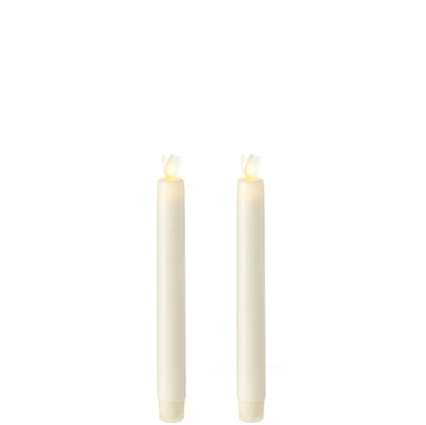 Liown Moving Flame 8" Taper Candle Ivory Set of 2