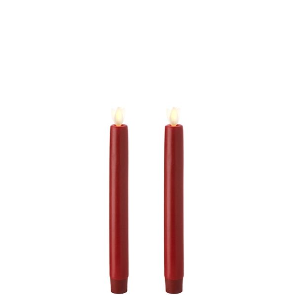 Liown Moving Flame 8" Taper Candle  Red Set of 2