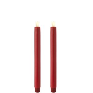 Liown Moving Flame 10" Taper Candle  Red Set of 2