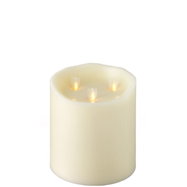Liown Moving Flame 6" Tri Flame Candle Ivory