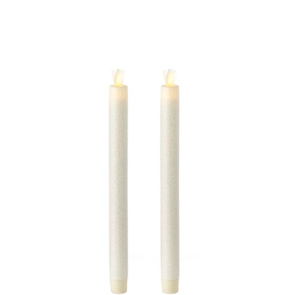Liown Moving Flame 10" Taper Candle Pearl Set of 2