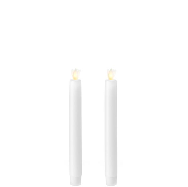 Liown Moving Flame 8" Taper Candle White Set of 2