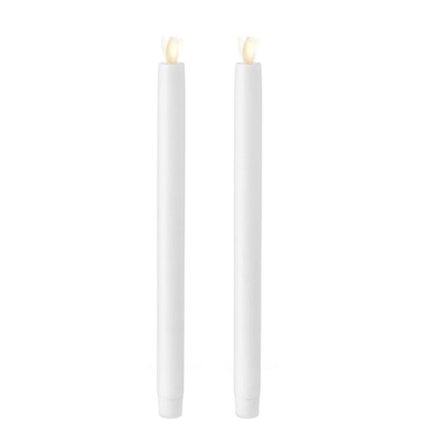 Liown Moving Flame 12" Taper Candle White Set of 2