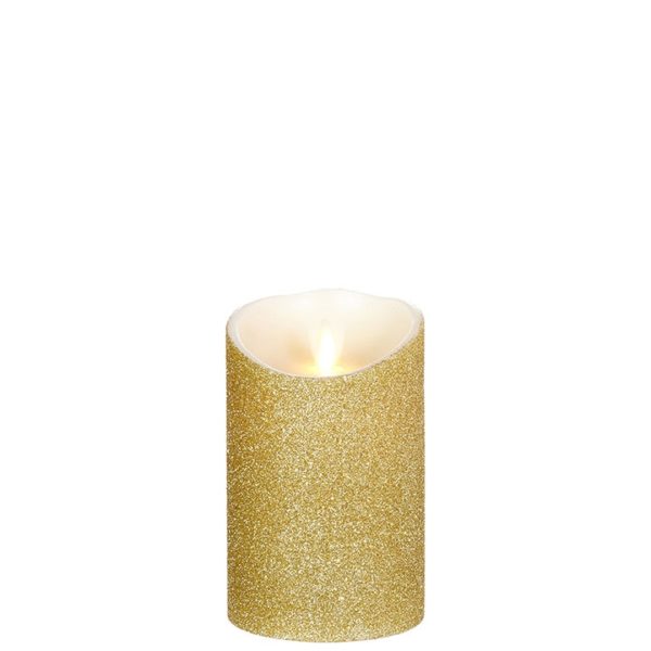 Liown Moving Flame 3.5" x 5" Pillar Candle Gold