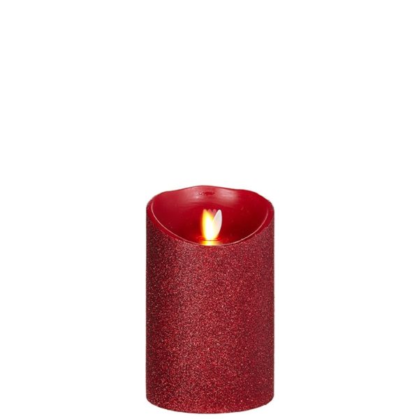 Liown Moving Flame 3.5" x 5" Pillar Candle Red