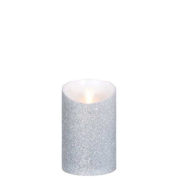 Liown Moving Flame 3.5" x 5" Pillar Candle Silver