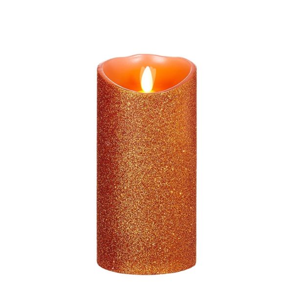 Liown Moving Flame 3.5" x 7" Pillar Candle Orange