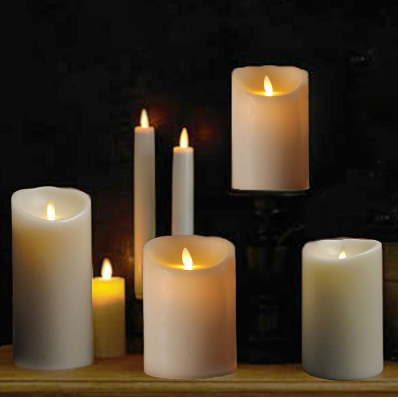 7 Ivory Liown Moving Flame Candle LED Battery Operated Powered Remote Ready Flameless Candles with Timer 14398 