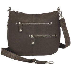Chrome Zip Handbag  — Brown