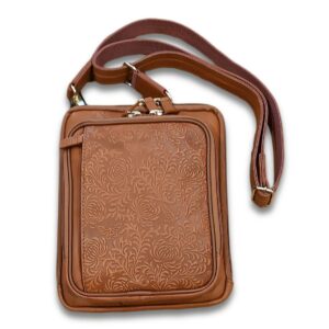 Crossbody Shoulder Pouch Concealed Carry Bag Debossed - Tan